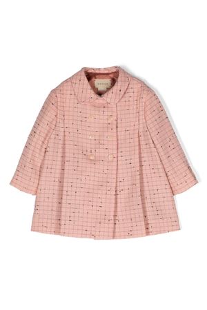 Cappotto doppiopetto in lana rosa GUCCI KIDS | 741311XWAX55152